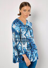 Patchwork Scarf Print Blouse, Blue, large