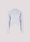 Cable Knit Wrap Jumper, Blue, large