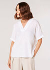 Back Button Detail Oversized Blouse, White, large