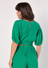 Puff Sleeve Textured Crop Top, Green, large