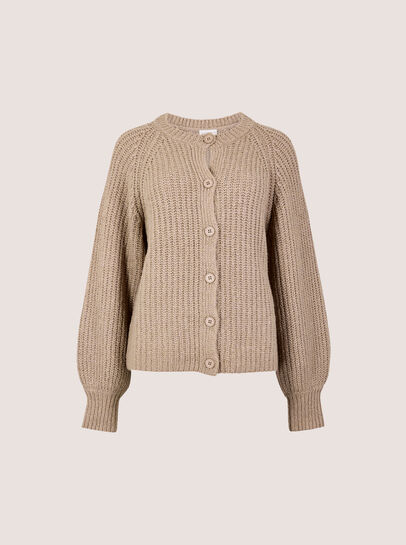 Cotton-Blend Chunky Ribbed Knit Cardigan