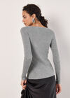 Ribbed Knit Sparkle Wrap Jumper, Silver, large