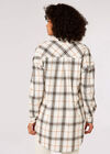 Oversized Cotton Check Shirt, White, large