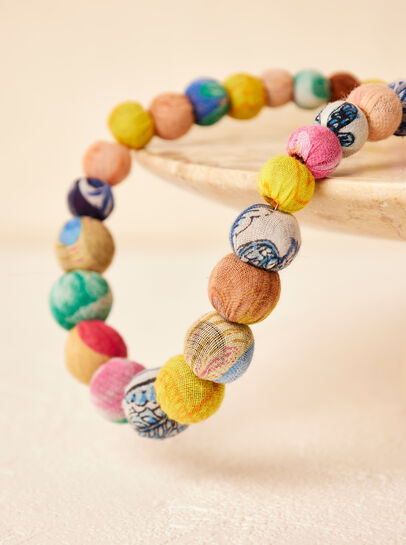 Colourful Fabric Beads Necklace