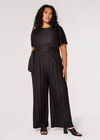 Curve Plisse Wide-Leg Jumpsuit, Black, large