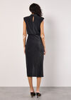 Sparkle Ruched Bodycon Midi Dress, Black, large