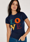Love Knitted T-Shirt, Navy, large