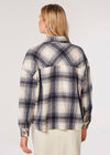 Raw Edge Check Shacket, Navy, large
