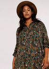 Curve Paisley Mini Dress, Green, large