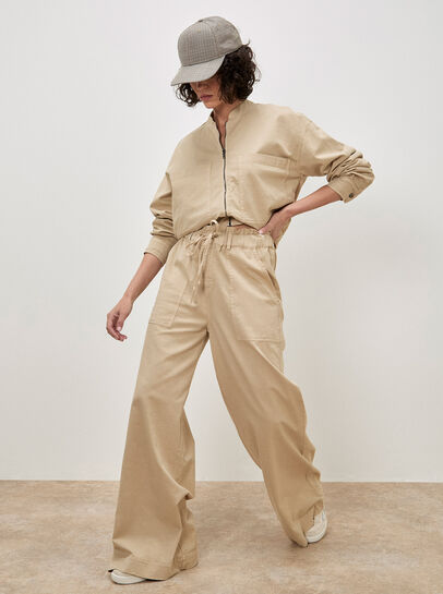 Paper Bag Waist Wide Leg Trousers