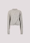 Cable Knit Wrap Jumper, Grey, large