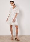 Gold Foil Diamond Wrap Mini Dress, White, large