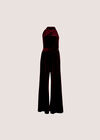 Velvet Cowl Neck Jumpsuit, Burgundy, large