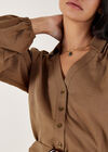 Balloon Sleeve Blouse, Brown, large