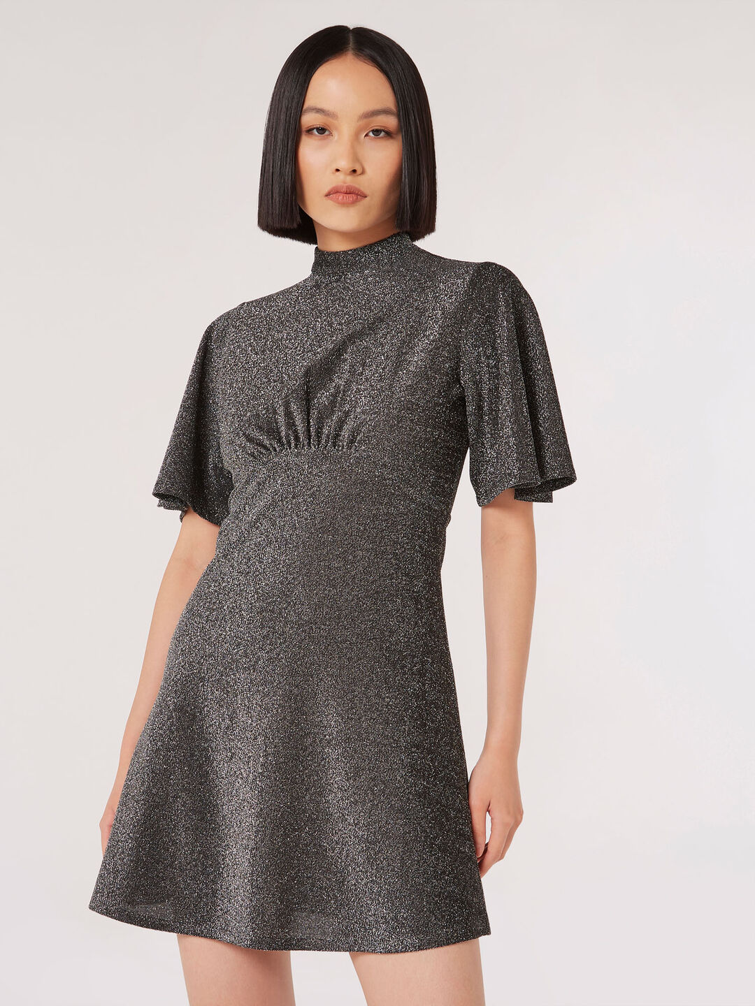 Image of Metallic Sparkle Skater Mini Dress
