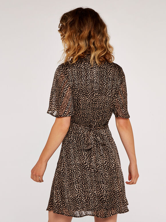 Dot High Neck Dress, Black, large