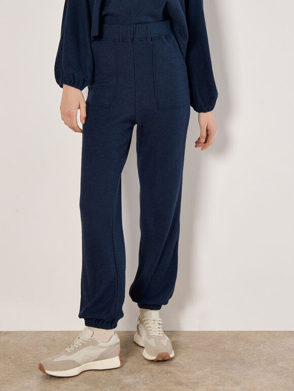 Soft Textured Joggers, Navy, large