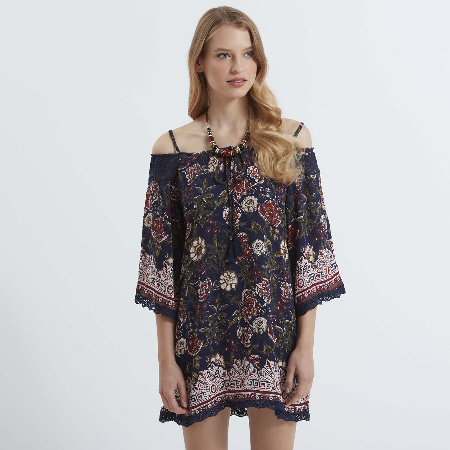 Cold shoulder swing dress cheap