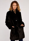 Soft Faux Fur Coat, Black, large