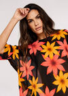 Bold Flower Oversize Top, Black, large