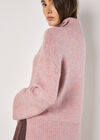 Chunky Marl Turtleneck Jumper, Pink, large
