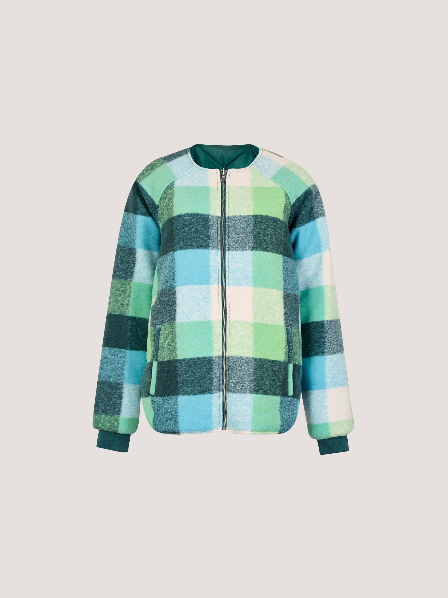 Reversible Check Fleece Quilted Jacket | Apricot Clothing