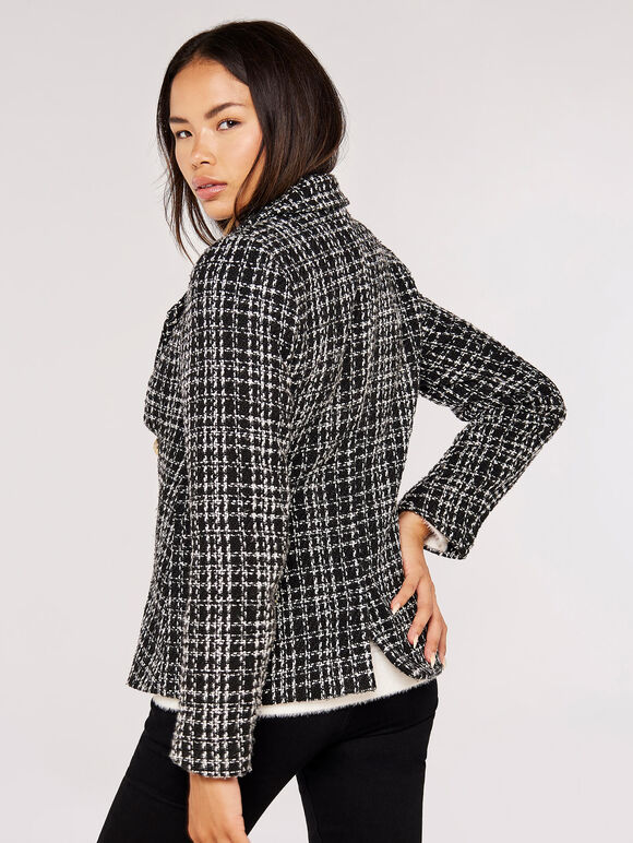 Monochrome Tweed Blazer, Black, large