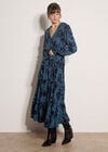 Floral Crepe Midi Dress, Teal, large