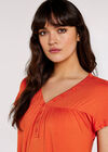 Buttoned High Low Tunic, Orange, large