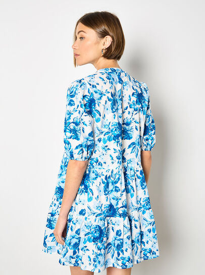 Floral Print Cotton Mini Dress