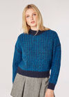 Tonal Chevron Chunky Jumper, Navy, large