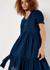 Cotton Blend Dobby Mini Dress, Navy, large