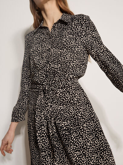 Irregular Spot Crepe Shirt Mini Dress