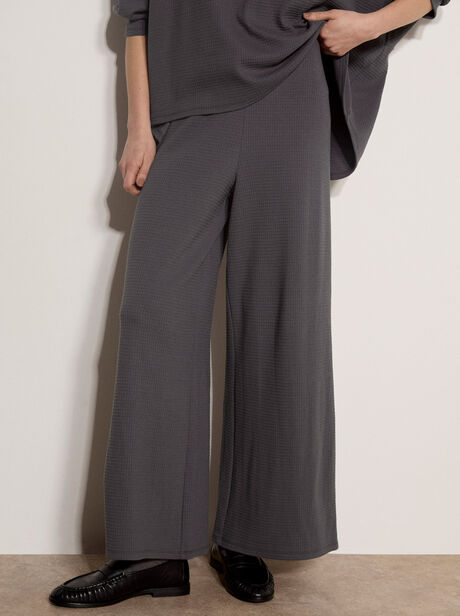 Waffle Jersey Knit Wide-Leg Joggers