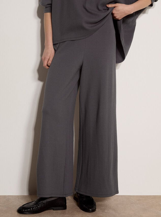 Waffle Jersey Knit Wide-Leg Joggers, Dark Grey/Charcoal, large