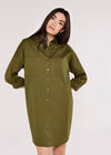 Oversized Shirt Mini  Dress, Khaki, large
