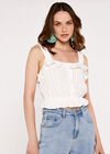 Stripe Ruffle Cotton Top, Cream, large
