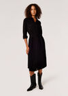 Utility Shirt Midi Dress, Black, large