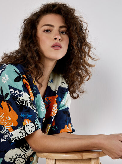 Colourful Sketch Print Top