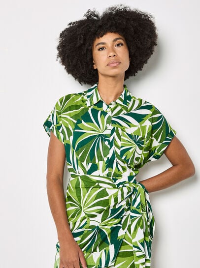 Tropical Leaf Print Shirt