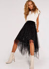 Metallic Stars Tulle Midi Skirt, Black, large
