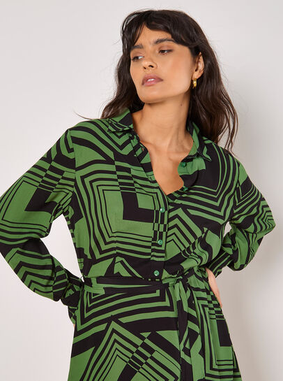Geo Squares Shirt Mini Dress
