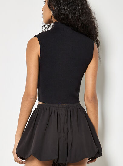 High Neck Knitted Crop Top