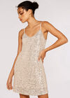 Sequin Cami Mini Dress, Stone, large