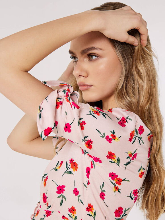 Floral Bow Detail Top, Pink, large