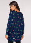 Butterfly Ruched Tunic Top, Navy, large