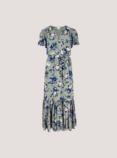 Painterly Roses Wrap Maxi Dress