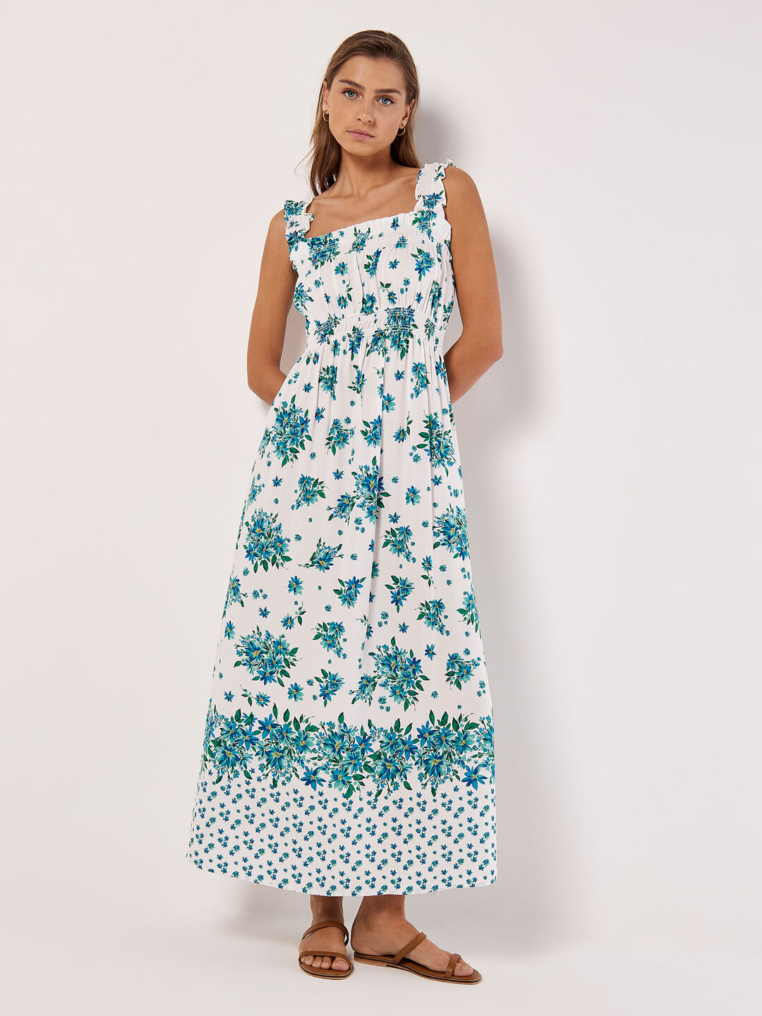 Image of Floral Smocked Milkmaid Maxi Dress