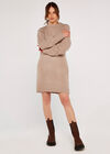 Cable Knit Jumper Dress, Stone, large