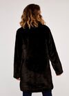Soft Faux Fur Coat, Black, large